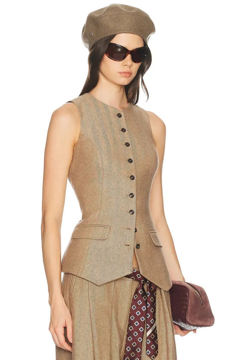 Helsa Italian Herringbone Waistcoat | Thumbnail 2