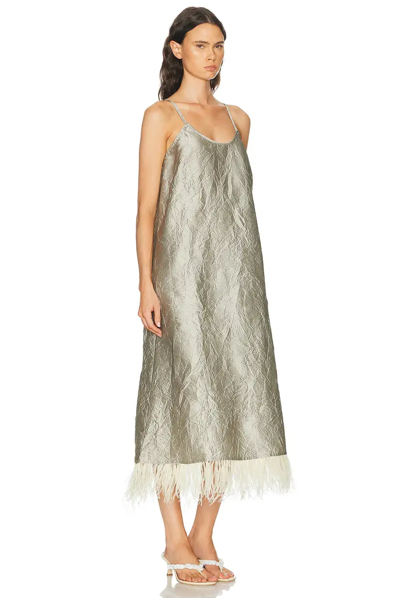 CHAN LUU Feather Trim Dress | Thumbnail 2 CHAN LUU Feather Trim Dress | Thumbnail 2