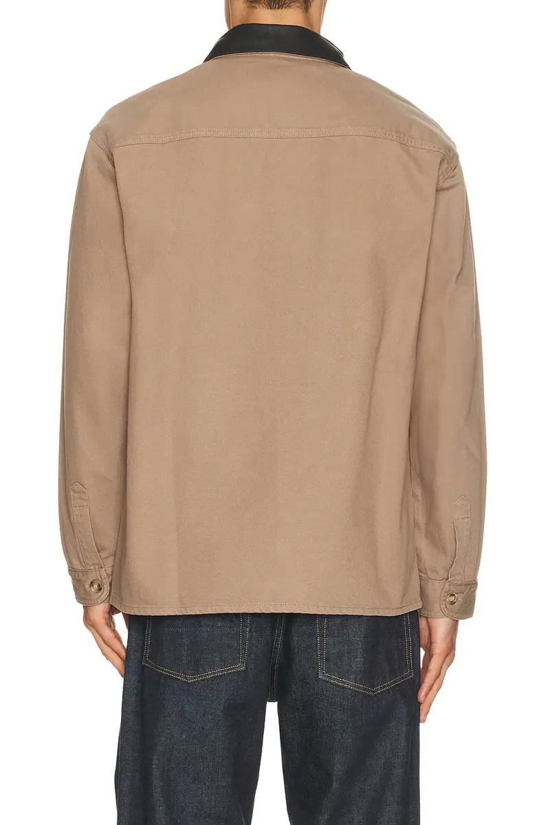 Palmes Twill Leather Collar Overshirt | Thumbnail 2 Palmes Twill Leather Collar Overshirt | Thumbnail 2