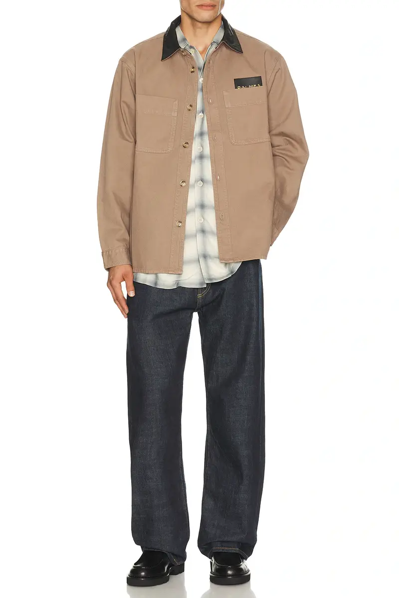 Palmes Twill Leather Collar Overshirt | Thumbnail 3 Palmes Twill Leather Collar Overshirt | Thumbnail 3