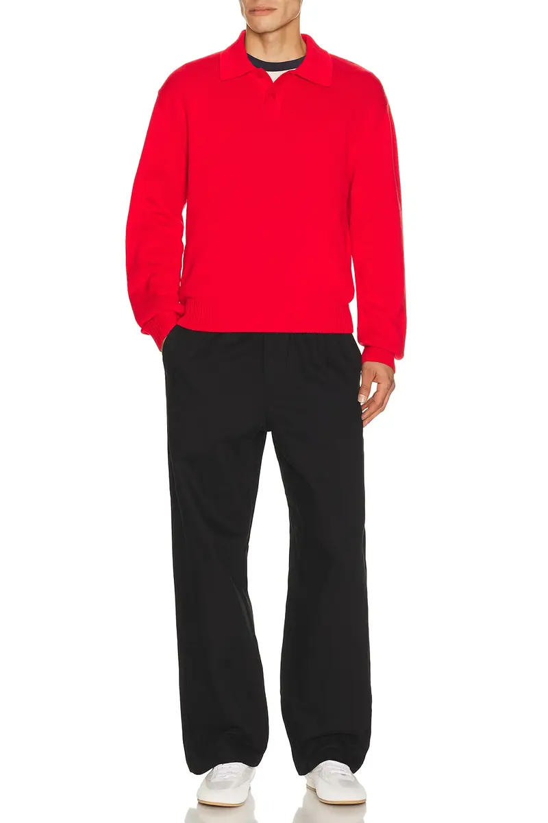 Palmes Cotton Long Sleeve Knit Polo | Thumbnail 3 Palmes Cotton Long Sleeve Knit Polo | Thumbnail 3