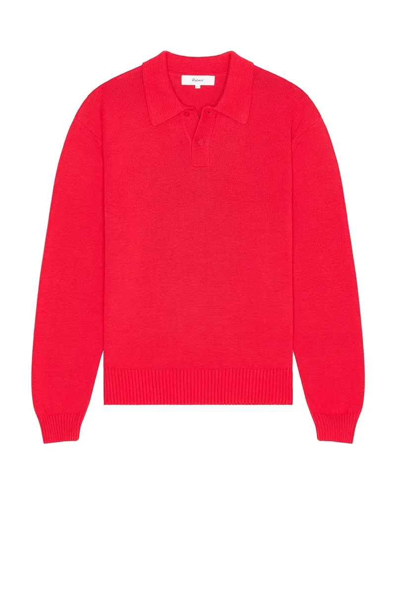 Palmes Cotton Long Sleeve Knit Polo | Thumbnail 4 Palmes Cotton Long Sleeve Knit Polo | Thumbnail 4