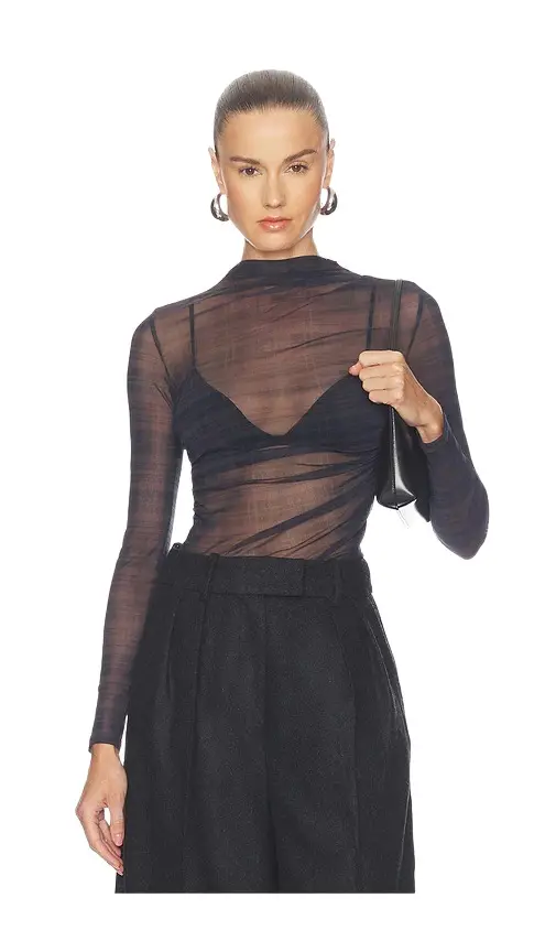 Mesh Longsleeve Twist Top