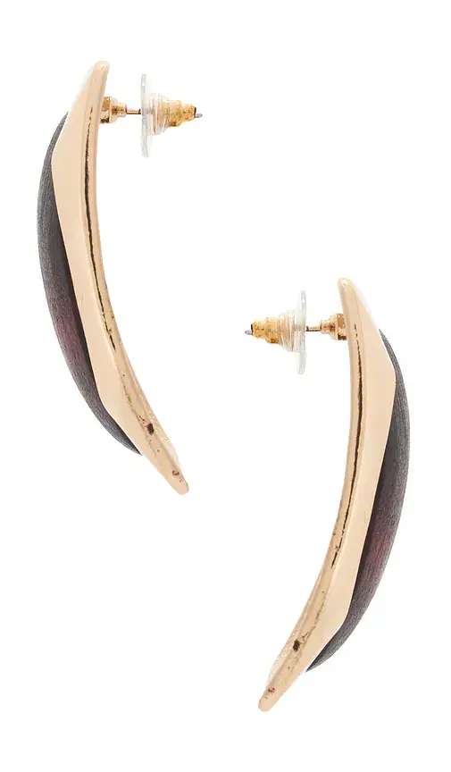 8 Other Reasons Rich Brown Center Dramed By Sleek Gold-tone Metal Earrings | Thumbnail 2 8 Other Reasons Rich Brown Center Dramed By Sleek Gold-tone Metal Earrings | Thumbnail 2