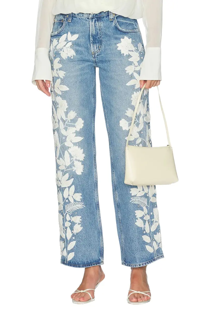 Lindz Straight W/ Floral Embroidery Lindz Straight W/ Floral Embroidery