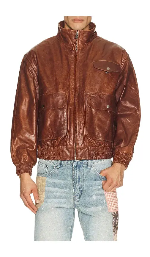 Found Redwood Leather Bomber Jacket