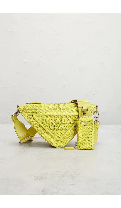 Prada Raffia Triangle Shoulder Bag | Thumbnail 2