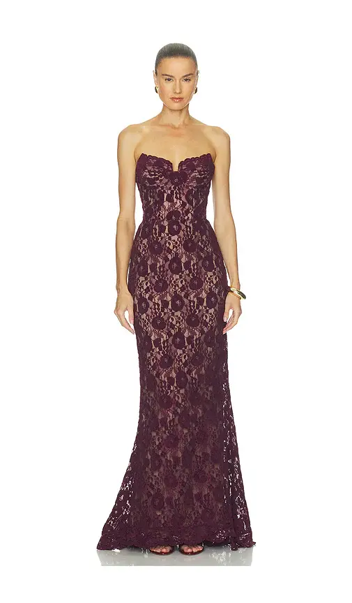 Bronx and Banco Lace Strapless Gown With Gloves | Thumbnail 2