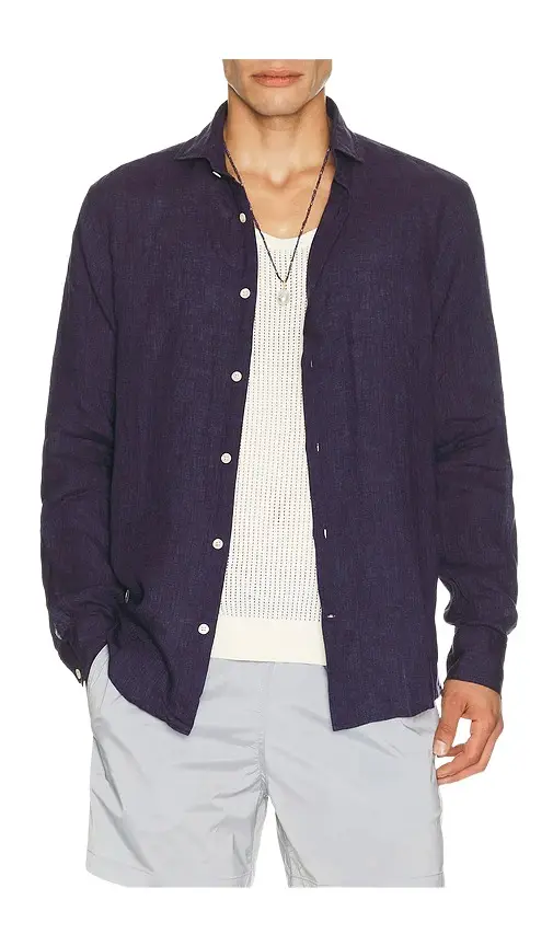 Frescobol Carioca Antonio Linen Long Sleeve Shirt