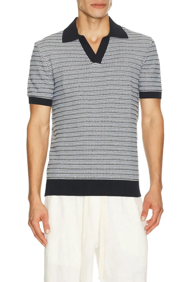 Rino Cotton Blend Short Sleeve Contrast Knitted Polo Rino Cotton Blend Short Sleeve Contrast Knitted Polo