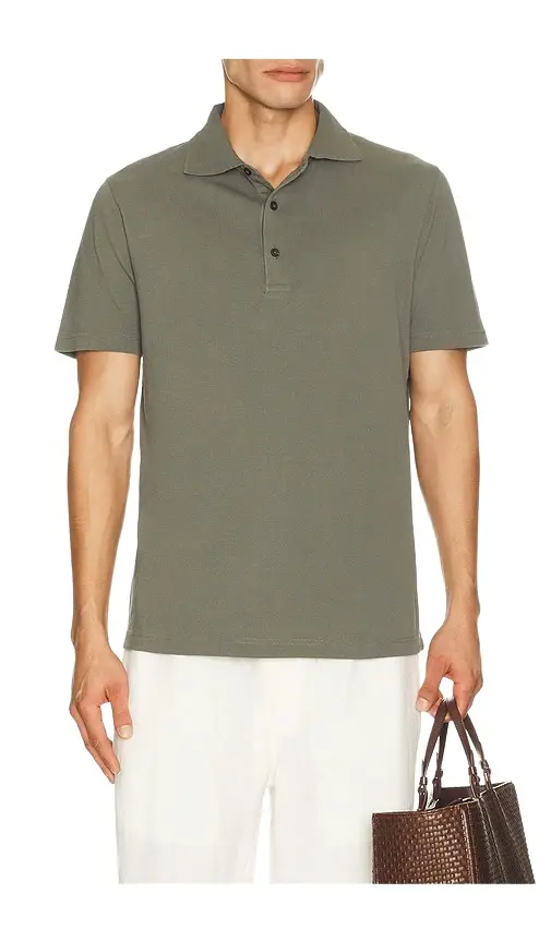 Frescobol Carioca Luca Cotton Piquet Polo Button Up Short Sleeve