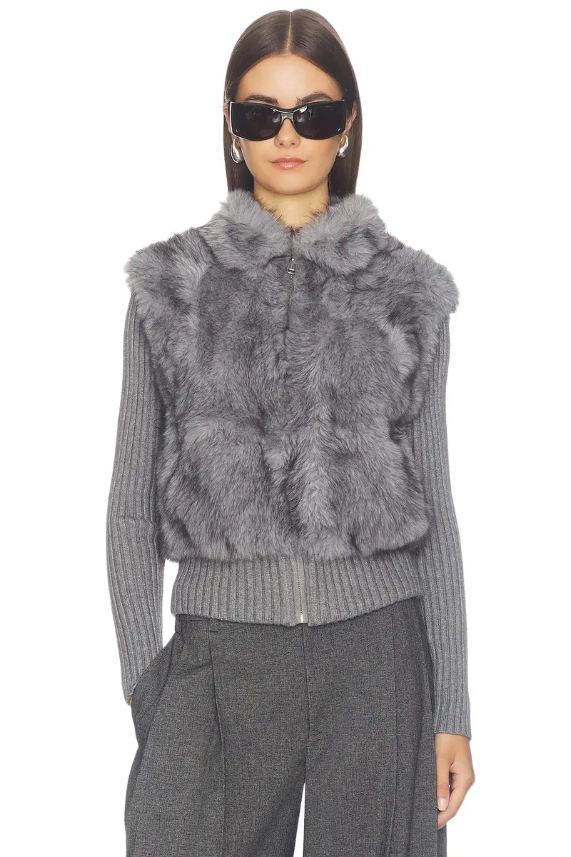 Source Unknown Meti Eco Fur Zip Cardigan