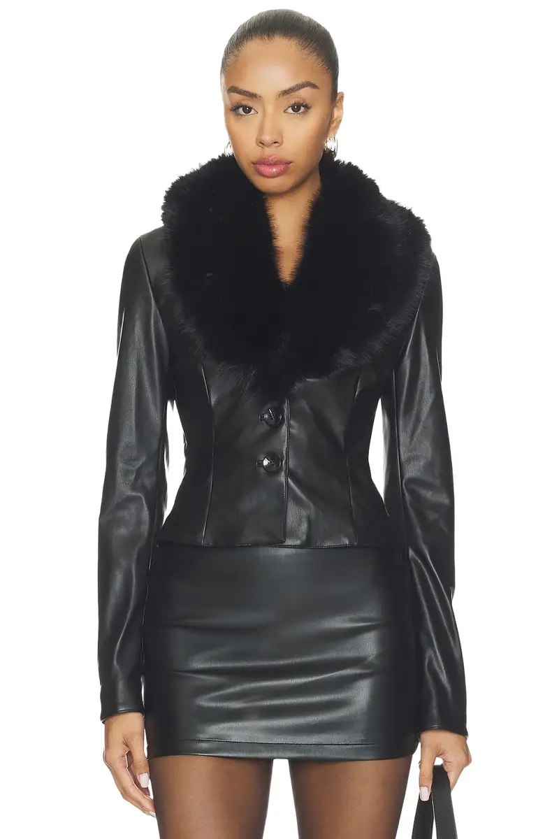 Madalynn Faux Leather Blazer