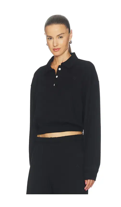 ÉTERNE French Terry Cropped Polo Sweatshirt | Thumbnail 2 ÉTERNE French Terry Cropped Polo Sweatshirt | Thumbnail 2