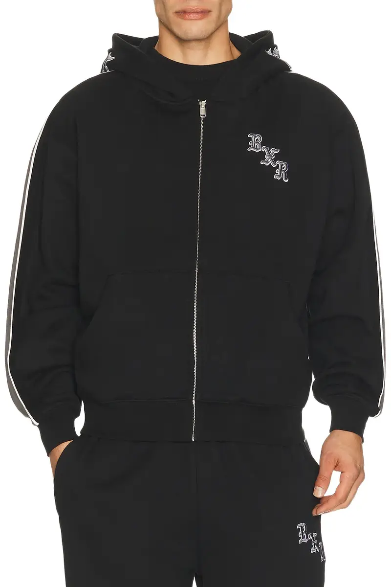 Born x Raised Sport Stripe Zip Up Hoodie