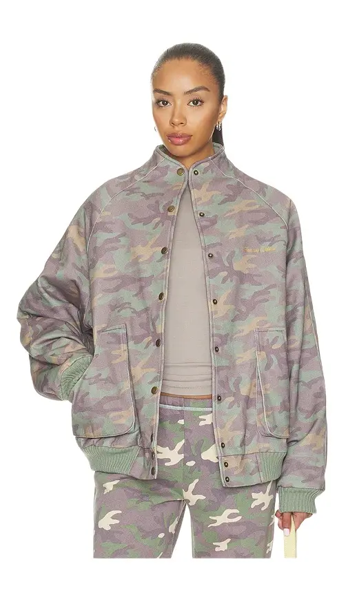 Frankies Bikinis Parker Cotton Twill Bomber Jacket