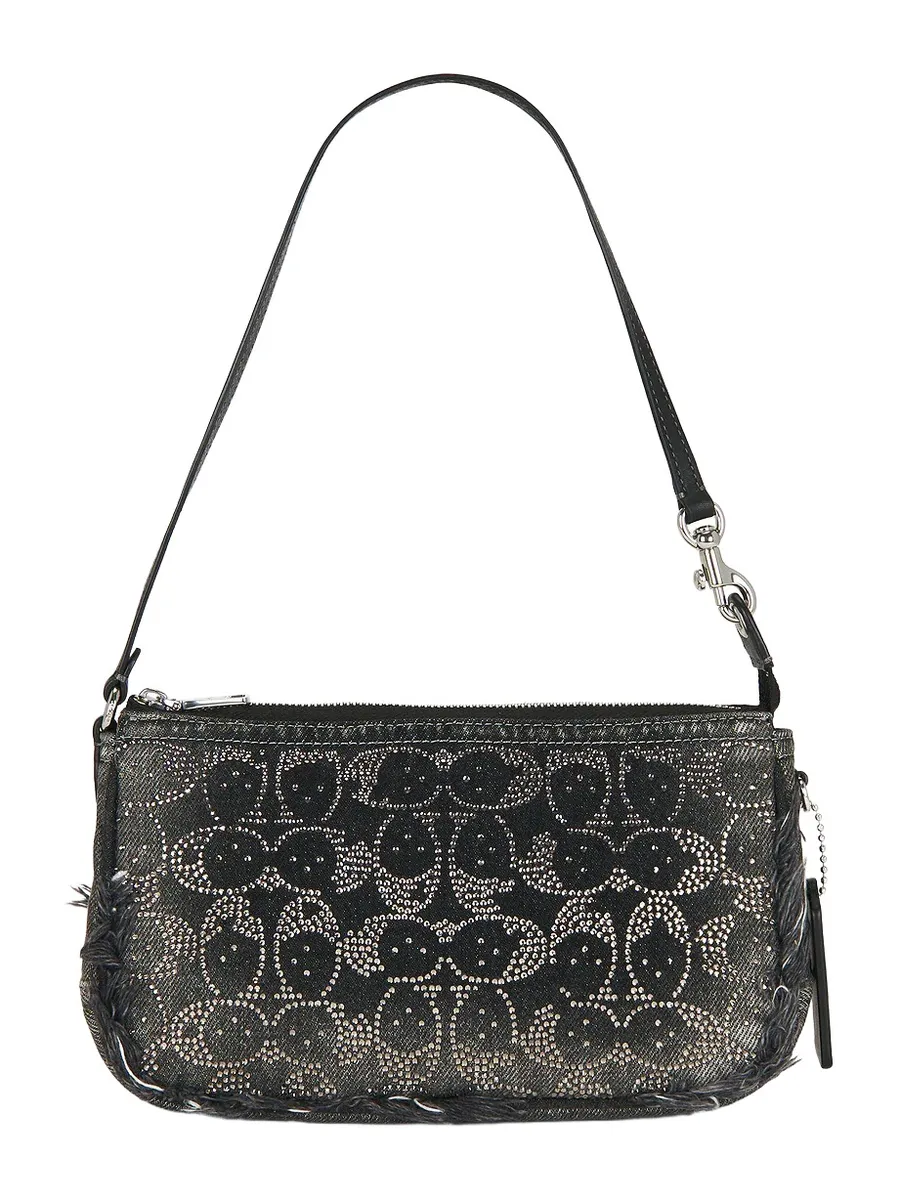 Distressed Denim Crystal Signature Plaza Bag Distressed Denim Crystal Signature Plaza Bag