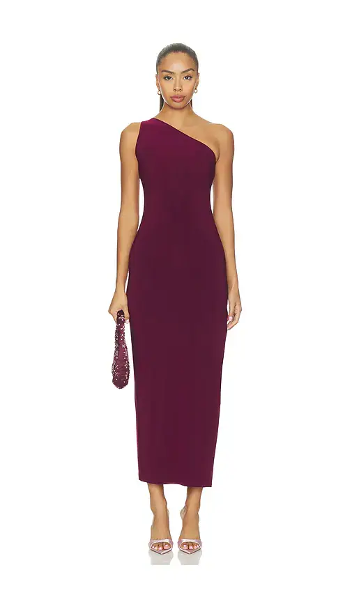 Norma Kamali One Shoulder Long Dress With Side Slit | Thumbnail 2 Norma Kamali One Shoulder Long Dress With Side Slit | Thumbnail 2