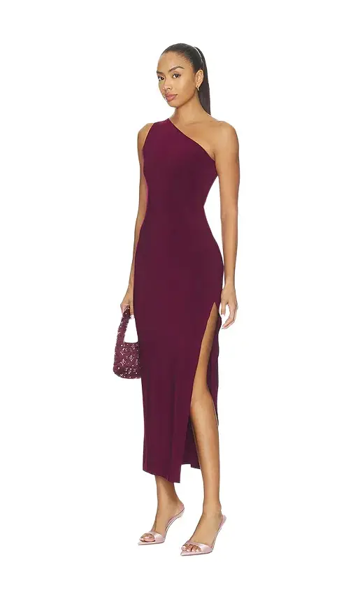 Norma Kamali One Shoulder Long Dress With Side Slit