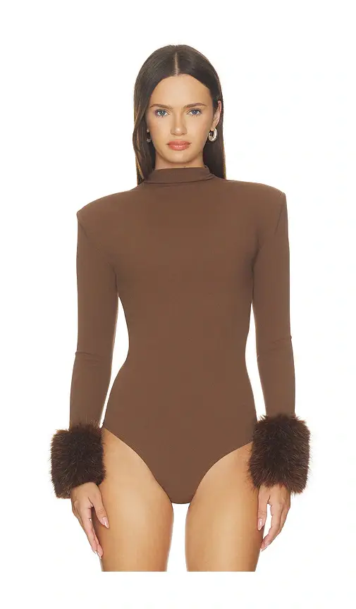 Bronx and Banco Long Sleeve Bodysuit With Faux Fur Cuffs | Thumbnail 2 Bronx and Banco Long Sleeve Bodysuit With Faux Fur Cuffs | Thumbnail 2