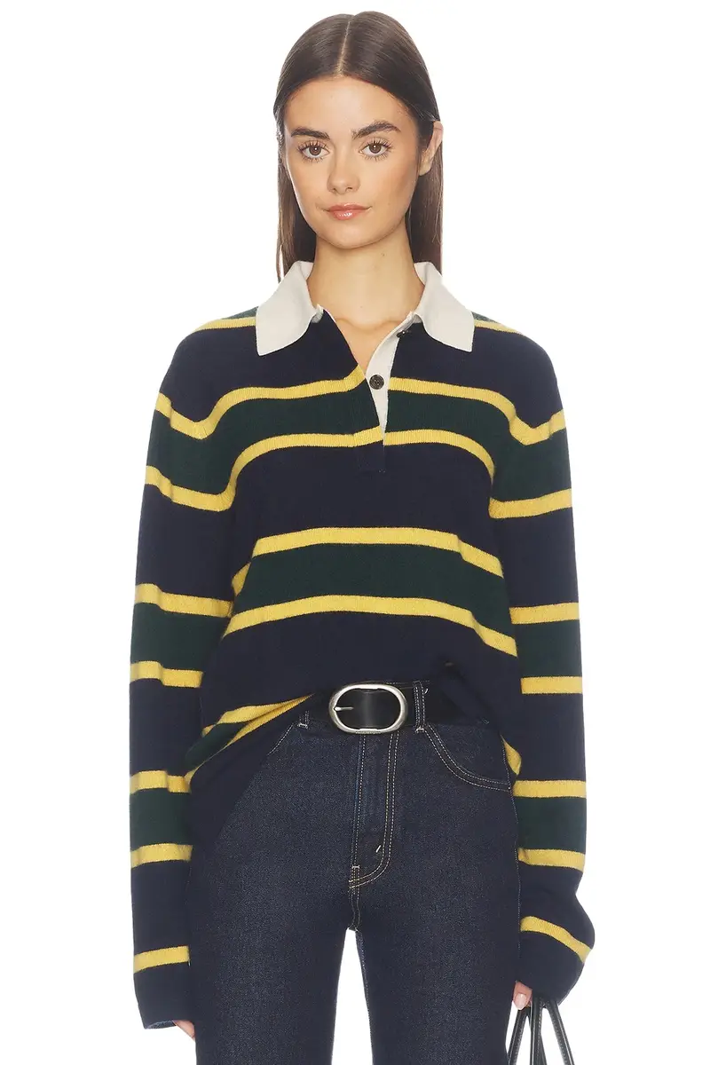 White + Warren Cashmere Rugby Polo