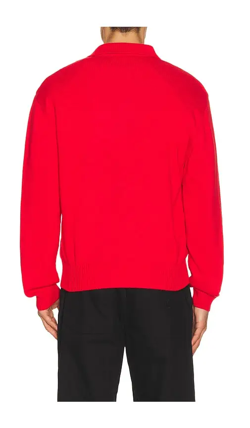 Palmes Cotton Long Sleeve Knit Polo | Thumbnail 2