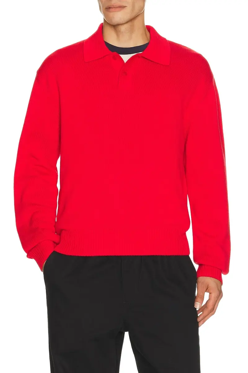 Palmes Cotton Long Sleeve Knit Polo