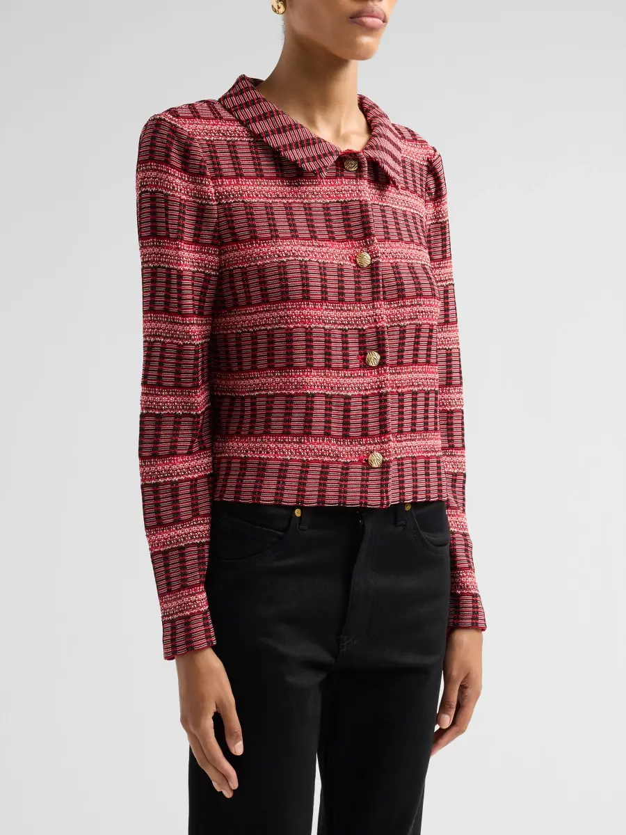 Ming Wang Women's x Anna Marie Multi-Stitch Knit Cropped Jacket | Thumbnail 4 Ming Wang Women's x Anna Marie Multi-Stitch Knit Cropped Jacket | Thumbnail 4