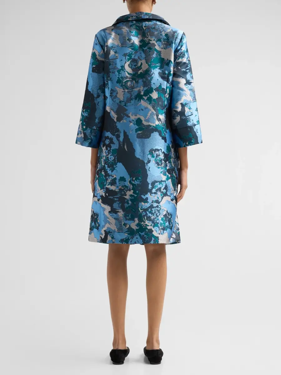 Ming Wang Women's Abstract Jacquard Spread-Collar Coat | Thumbnail 3