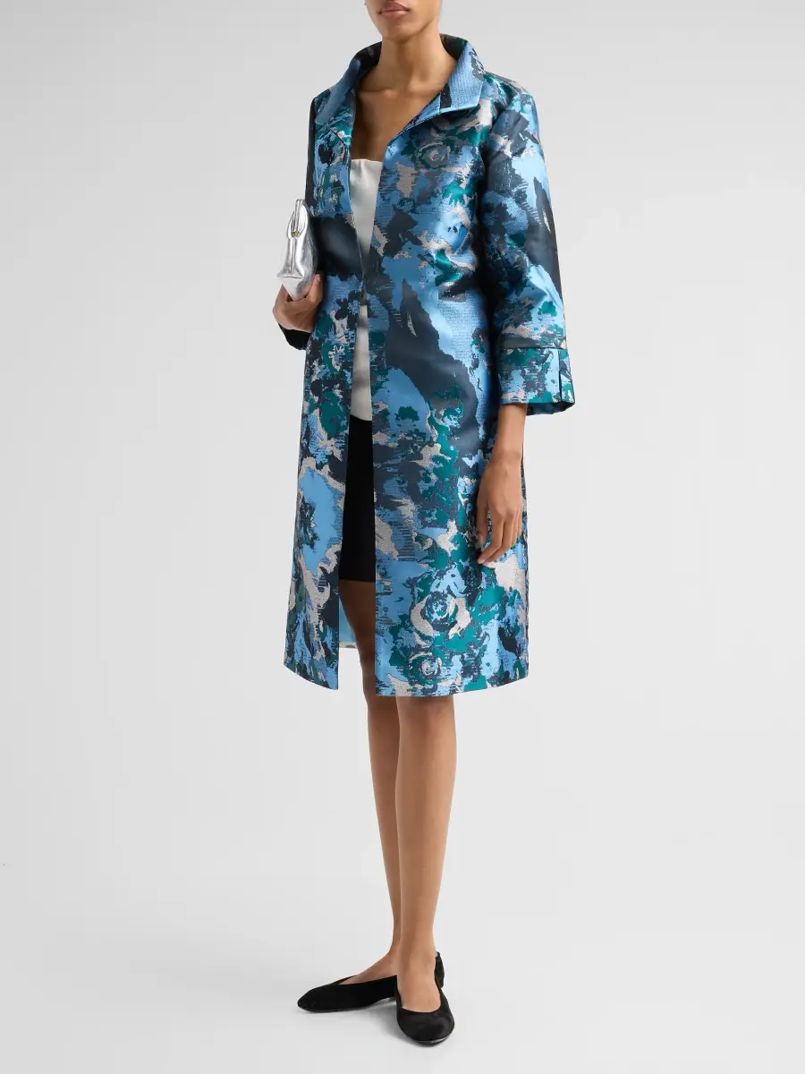 Ming Wang Women's Abstract Jacquard Spread-Collar Coat | Thumbnail 4