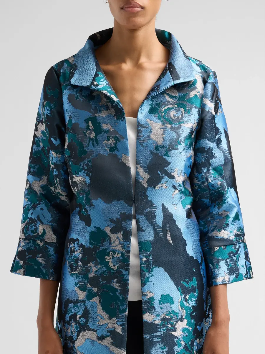 Ming Wang Women's Abstract Jacquard Spread-Collar Coat | Thumbnail 5