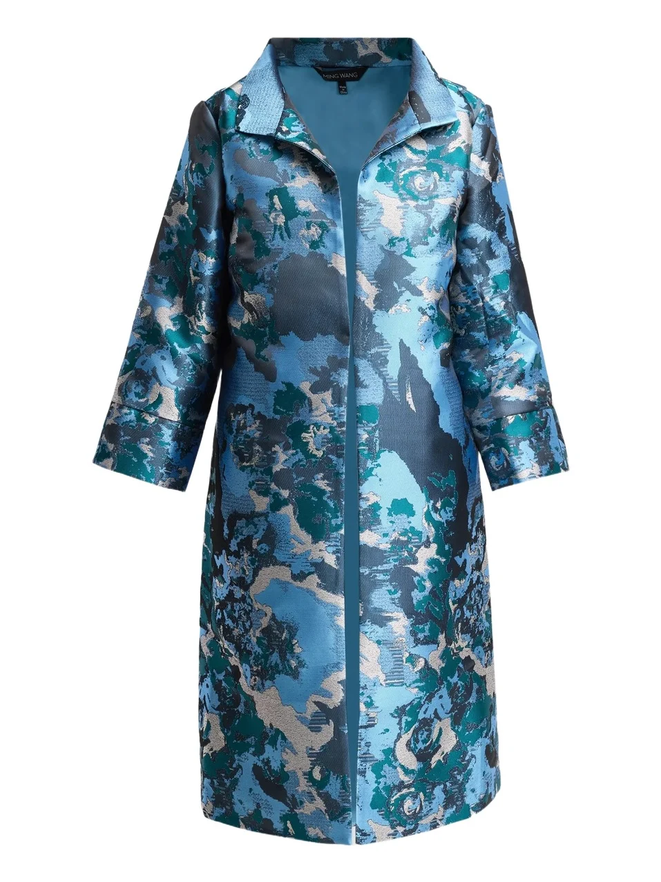 Ming Wang Women's Abstract Jacquard Spread-Collar Coat