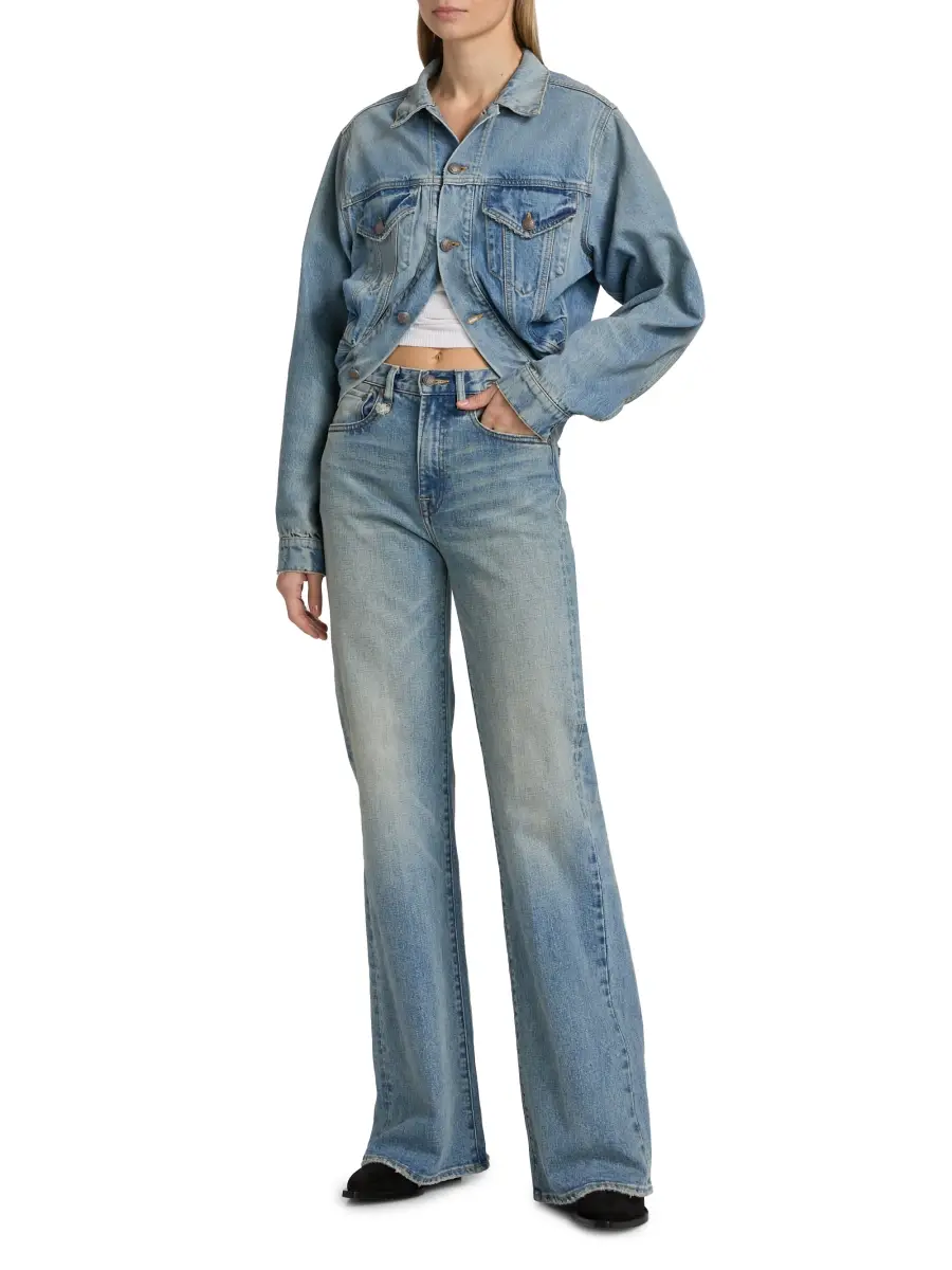 R13 Women's Charlotte Washed-Denim High-Rise Straight-Leg Jeans | Thumbnail 2 R13 Women's Charlotte Washed-Denim High-Rise Straight-Leg Jeans | Thumbnail 2