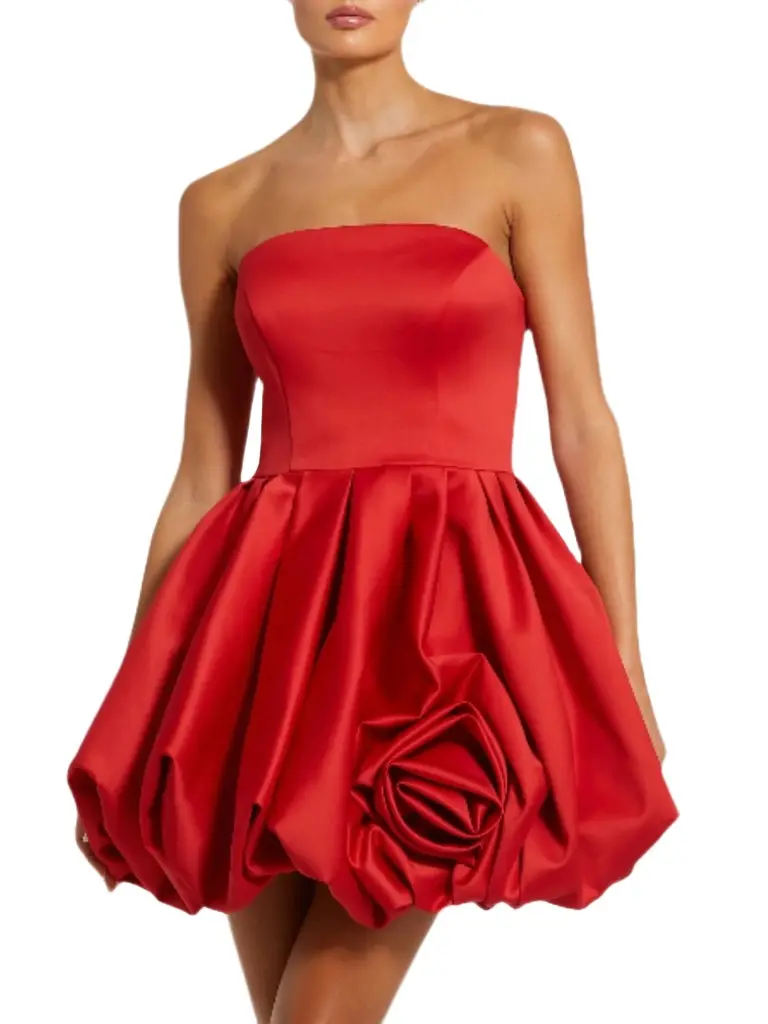Women's Rose Ruffle Bubble Minidress Women's Rose Ruffle Bubble Minidress