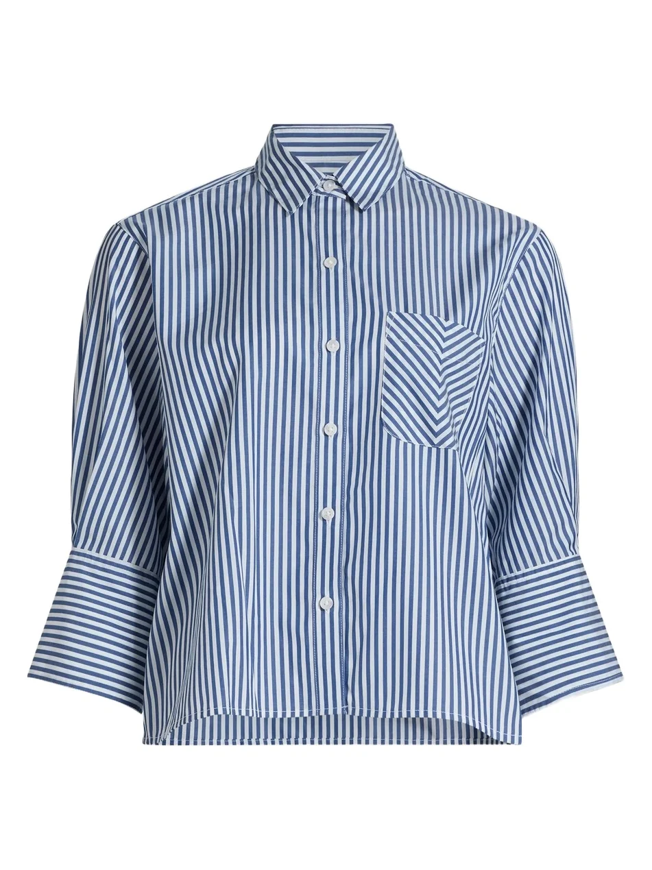 Women's Lucia Striped Poplin Button-Front Shirt Women's Lucia Striped Poplin Button-Front Shirt