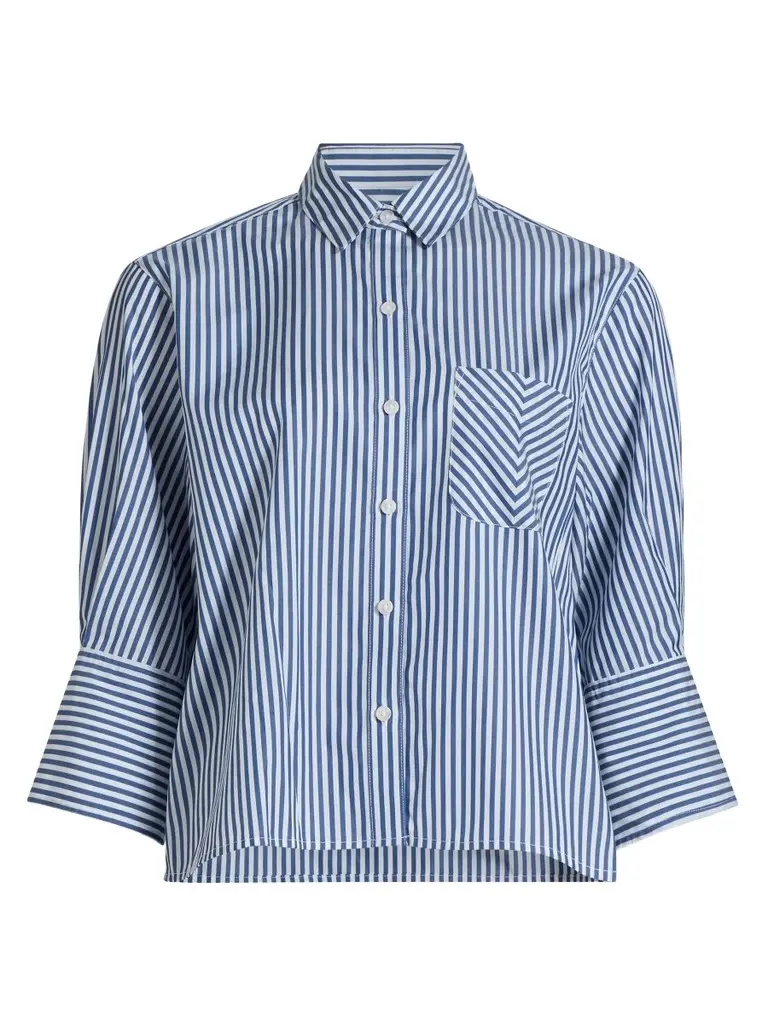Women's Lucia Striped Poplin Button-Front Shirt Women's Lucia Striped Poplin Button-Front Shirt