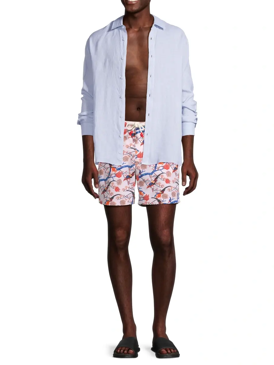 Orlebar Brown Men's Justin Linen Button-Front Shirt | Thumbnail 2 Orlebar Brown Men's Justin Linen Button-Front Shirt | Thumbnail 2