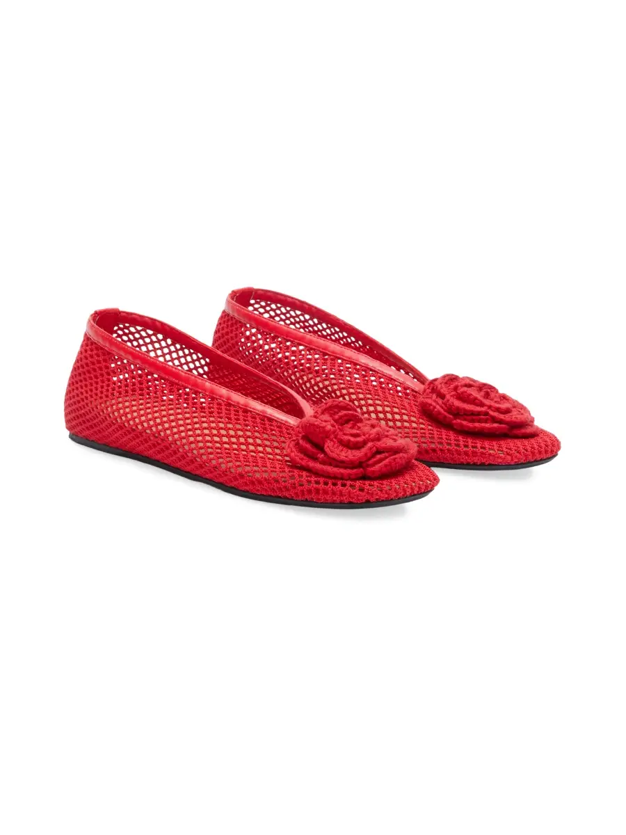 Ganni Women's Jenny Mesh Floral Appliqué Ballet Flats | Thumbnail 2
