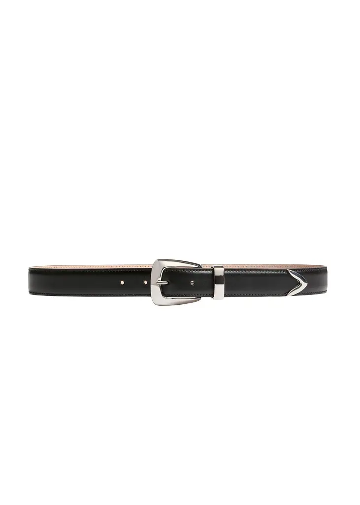 Khaite Benny Belt In Black Leather With Silver