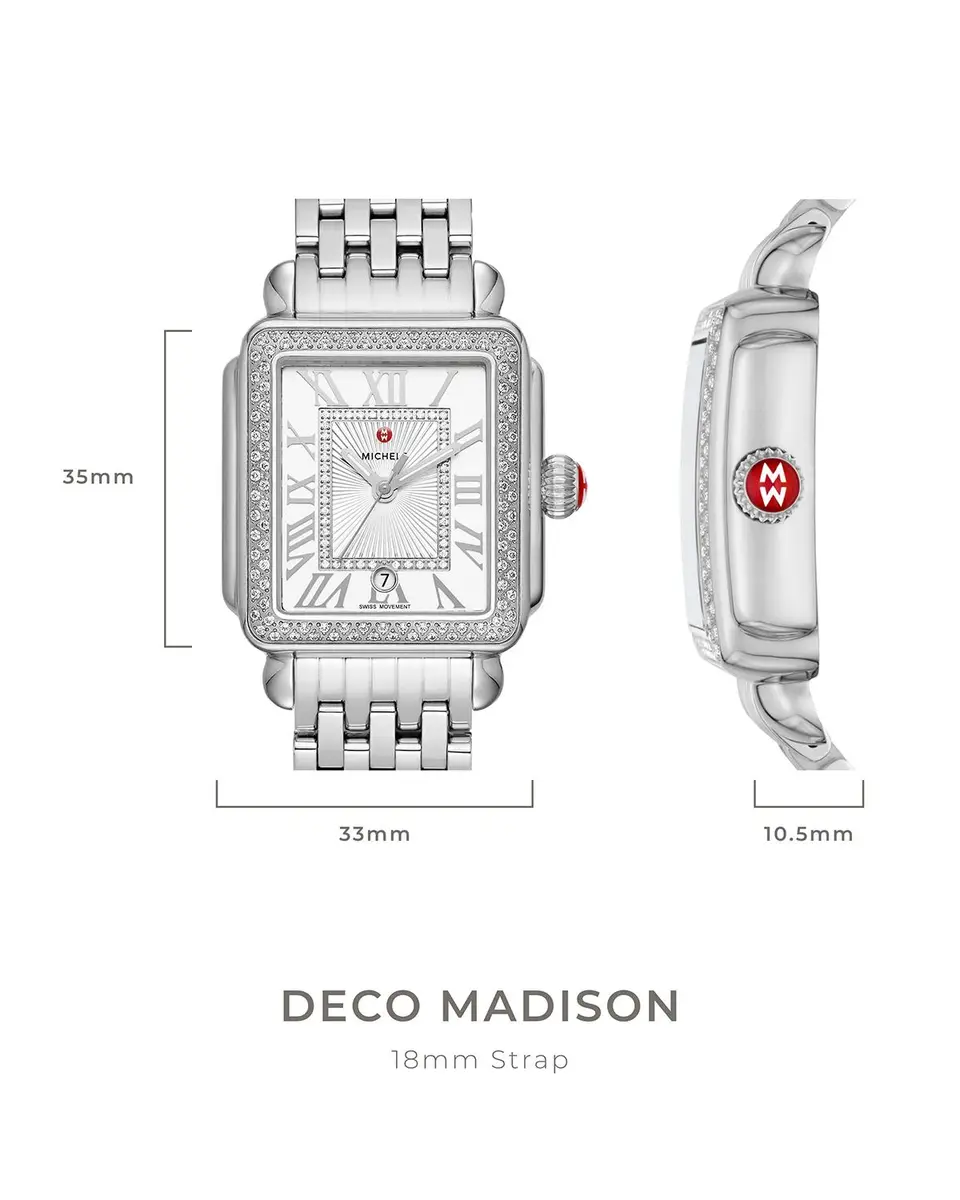 Michele Deco Madison Diamond Watch, Silver/White | Thumbnail 4 Michele Deco Madison Diamond Watch, Silver/White | Thumbnail 4