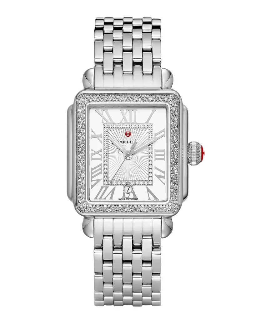 Michele Deco Madison Diamond Watch, Silver/White
