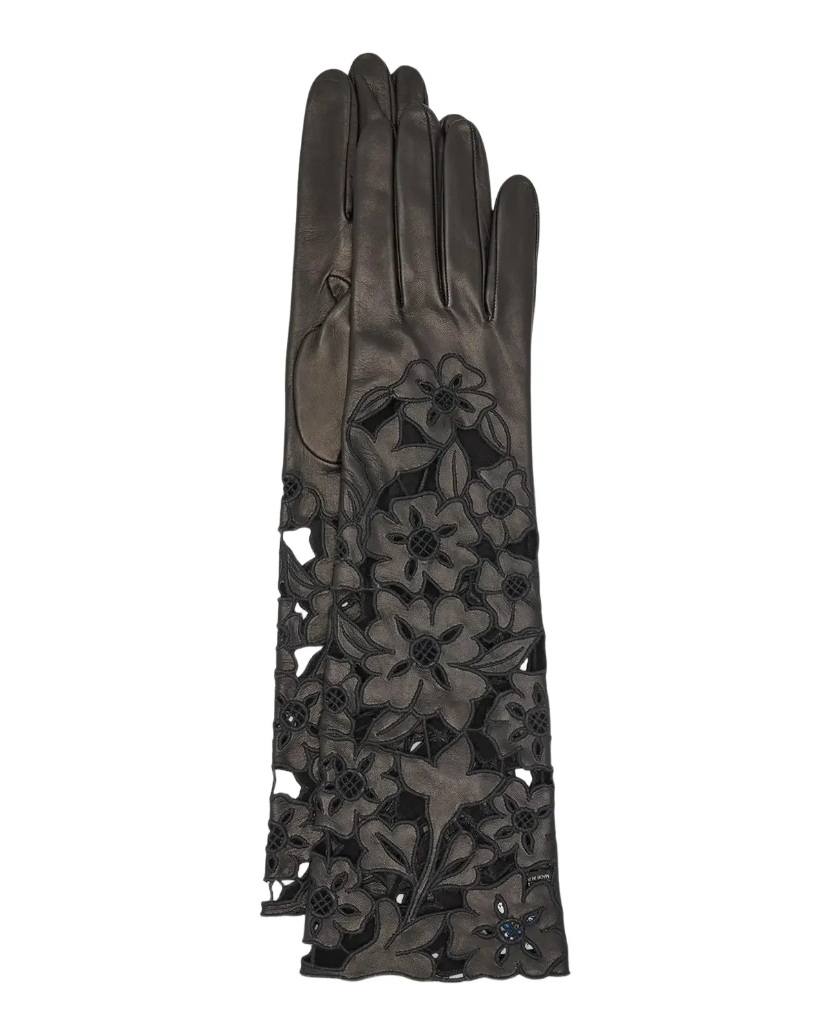 PORTOLANO Cut-Out Floral Nappa Leather Gloves