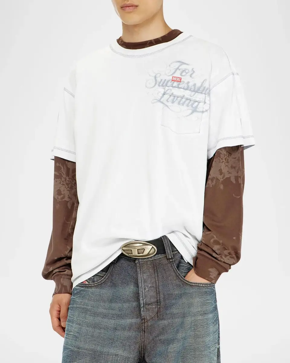Diesel Men's Graphic Logo Pocket T-Shirt | Thumbnail 4 Diesel Men's Graphic Logo Pocket T-Shirt | Thumbnail 4