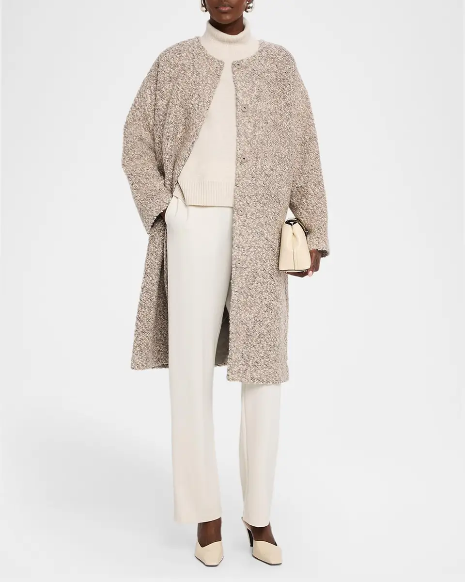 Eileen Fisher Crewneck Boucle Alpaca-Wool Coat | Thumbnail 2 Eileen Fisher Crewneck Boucle Alpaca-Wool Coat | Thumbnail 2
