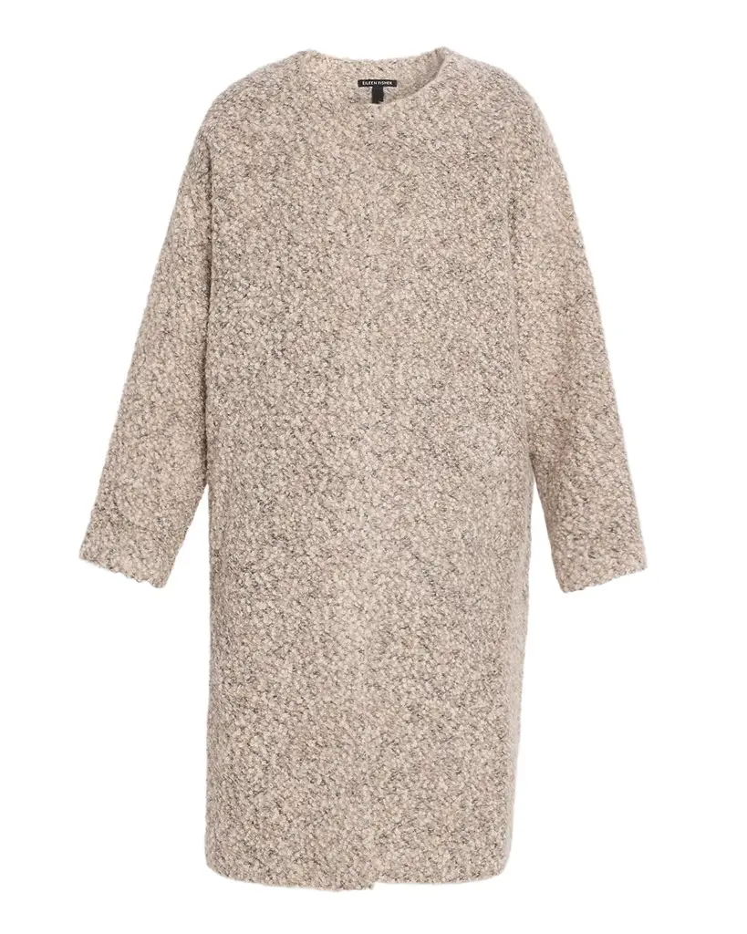 Eileen Fisher Crewneck Boucle Alpaca-Wool Coat