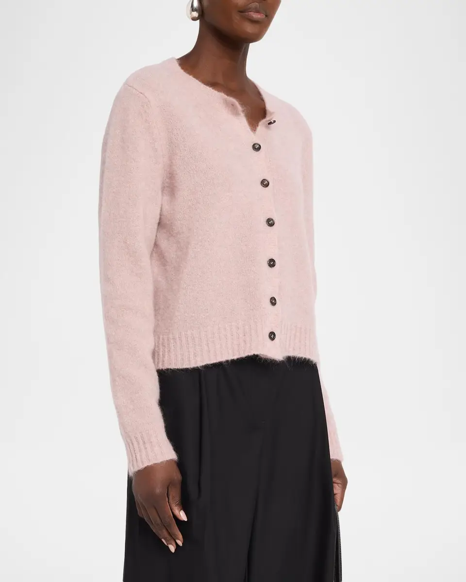 Eileen Fisher Brushed Crewneck Mohair-Wool Cardigan | Thumbnail 4 Eileen Fisher Brushed Crewneck Mohair-Wool Cardigan | Thumbnail 4