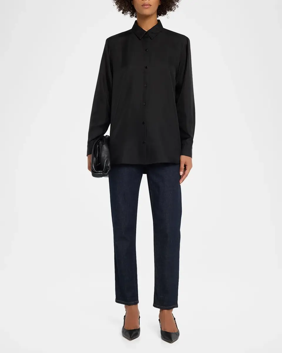Eileen Fisher Classic Button-Front Silk Shirt | Thumbnail 2 Eileen Fisher Classic Button-Front Silk Shirt | Thumbnail 2