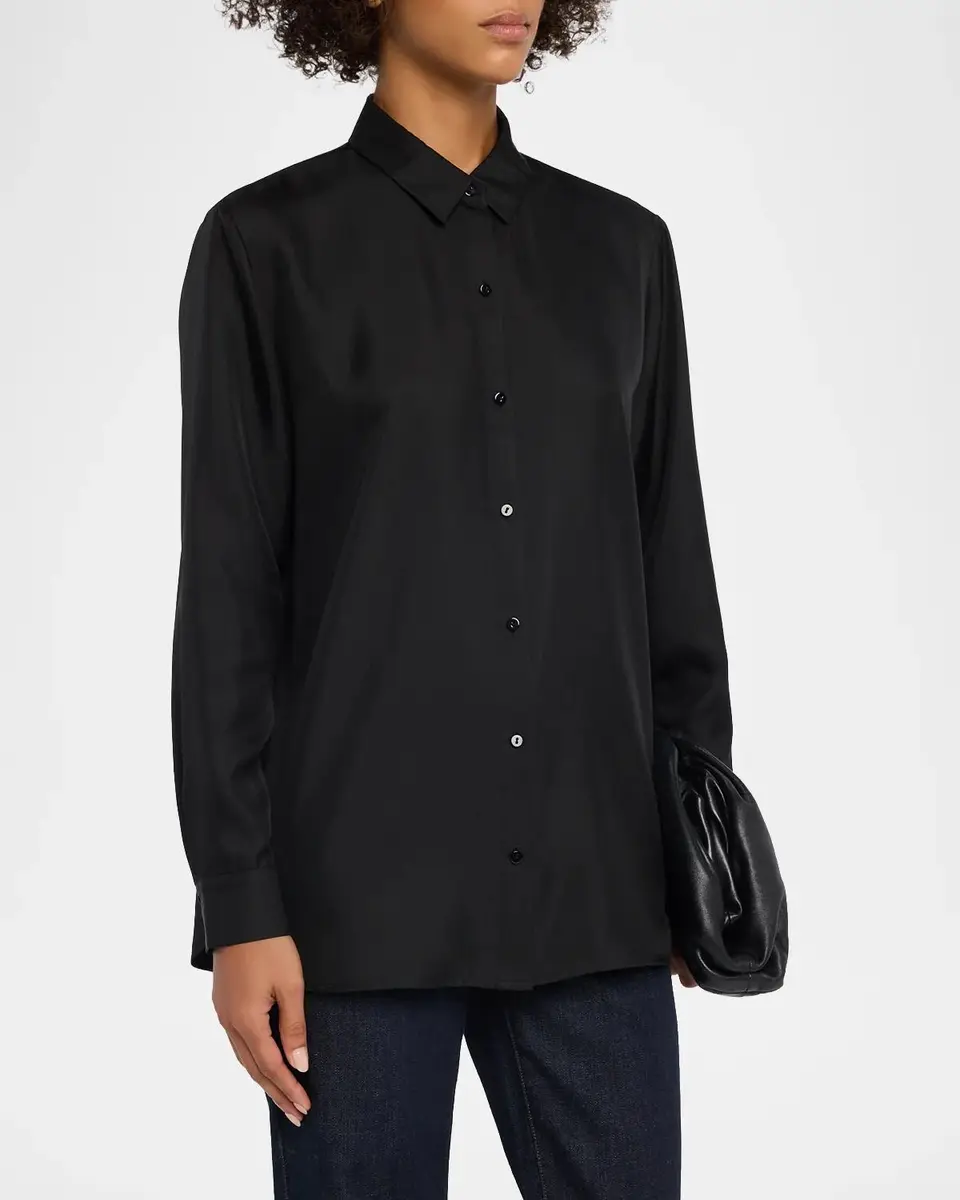 Eileen Fisher Classic Button-Front Silk Shirt | Thumbnail 4 Eileen Fisher Classic Button-Front Silk Shirt | Thumbnail 4