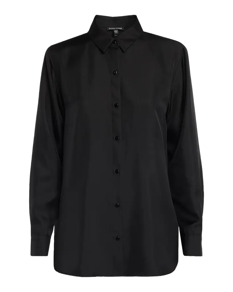 Eileen Fisher Classic Button-Front Silk Shirt