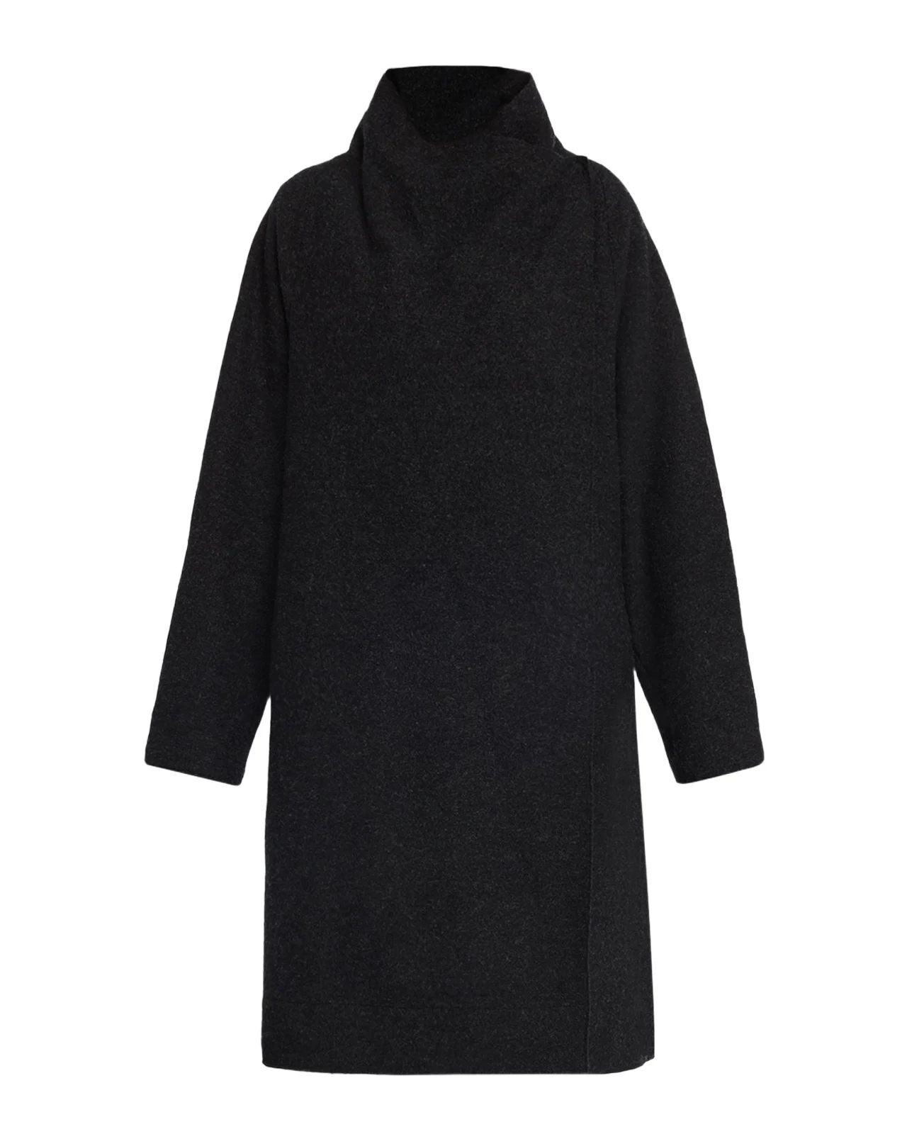 Wrap-Front Boiled Wool Coat